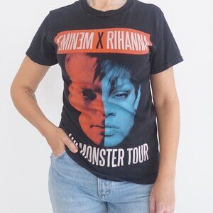 Eminem X Rihanna '14 Monster Tour Black Trapstar 100% Cotton Blend T Shirt S